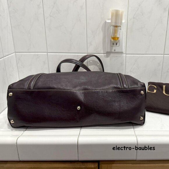 Gucci Britt GG Red Green Web Hobo Soho Leather Dark Brown Tote - MINT! - Picture 6 of 14